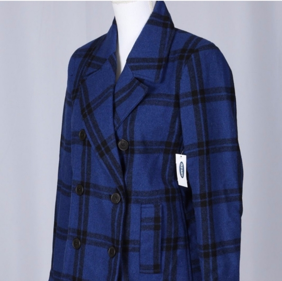 🆕Old Navy | Blue & Black Plaid Double Breasted Peacoat Womens Size XXL - Picture 6 of 6